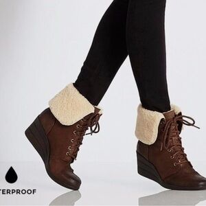 UGG Brown Wedge Boots with Shearling Cuff